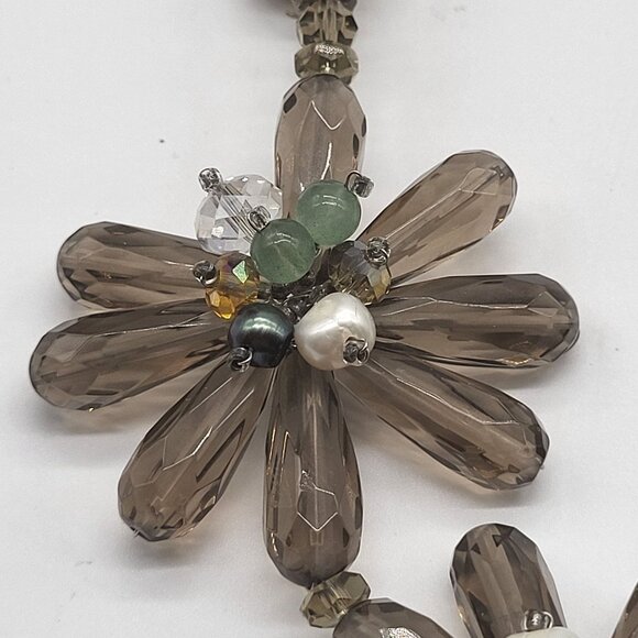 VTG Nakamol Thailand Handmade Floral Necklace Wire Wrapped Beaded Statement - Picture 9 of 13